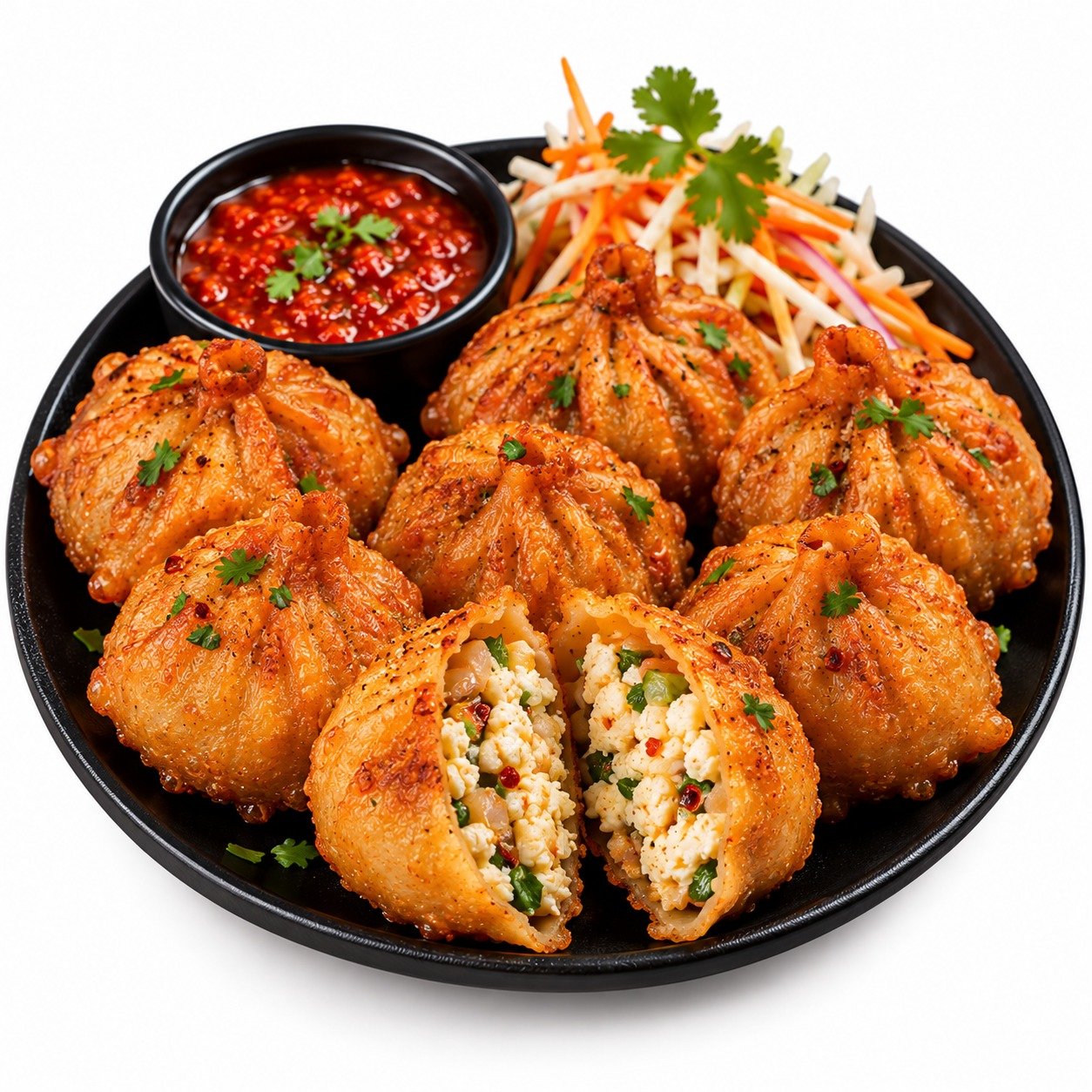 Paneer Pan Fried Schezwan Momos